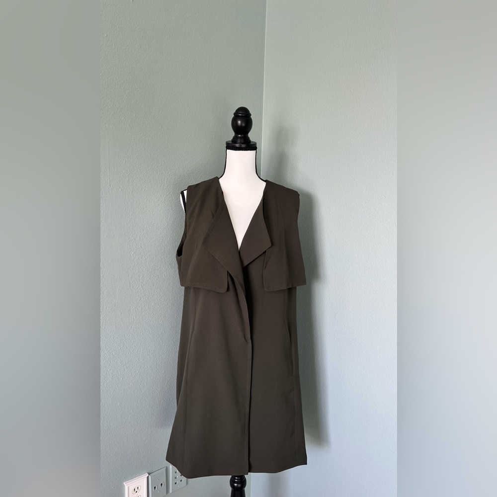 Romeo And Juliet Couture Khaki Olive Duster Vest Large Retail $195